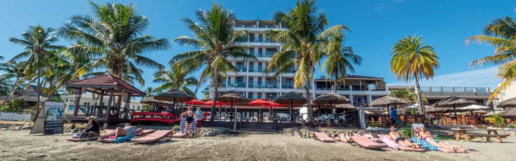 Sunbathing at the beach in front of Ramada Wailoaloa Fiji