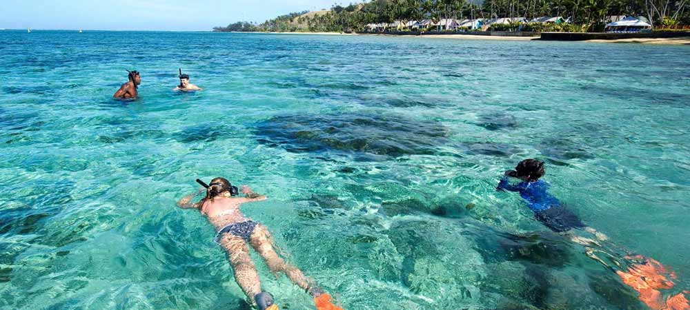 Snorkelling off the Fiji Hideaway Resort's beach.