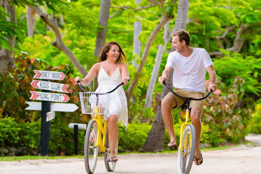 Exploring Mana island on bikes