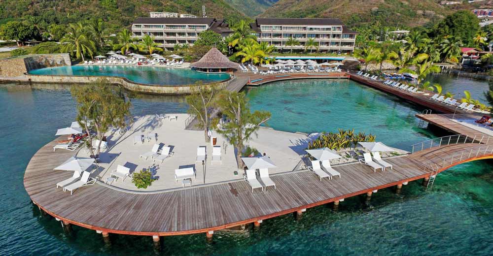 Drone view Manava Suite resort Tahiti