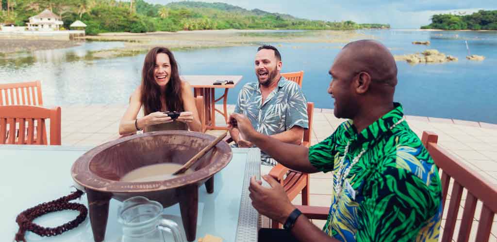 Private kava-tasting session at the Koro Sun Resort, Fiji. 