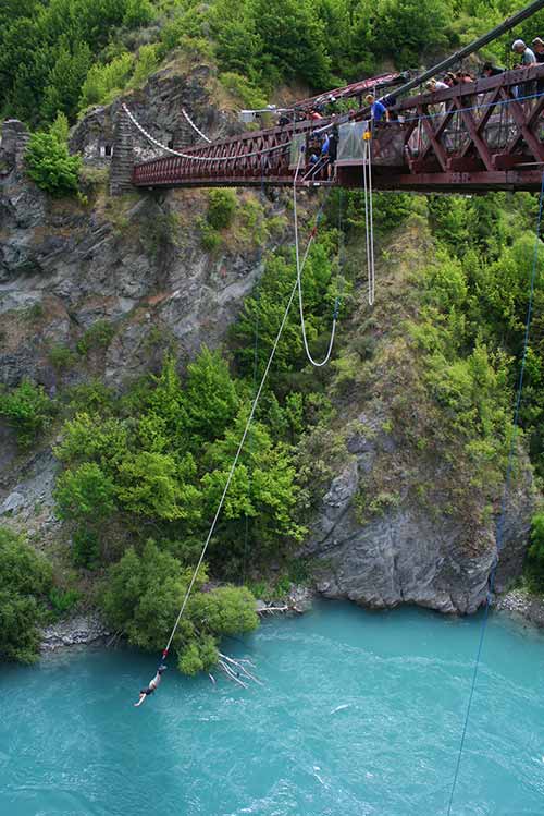 Bungie jumping in New Zealand.