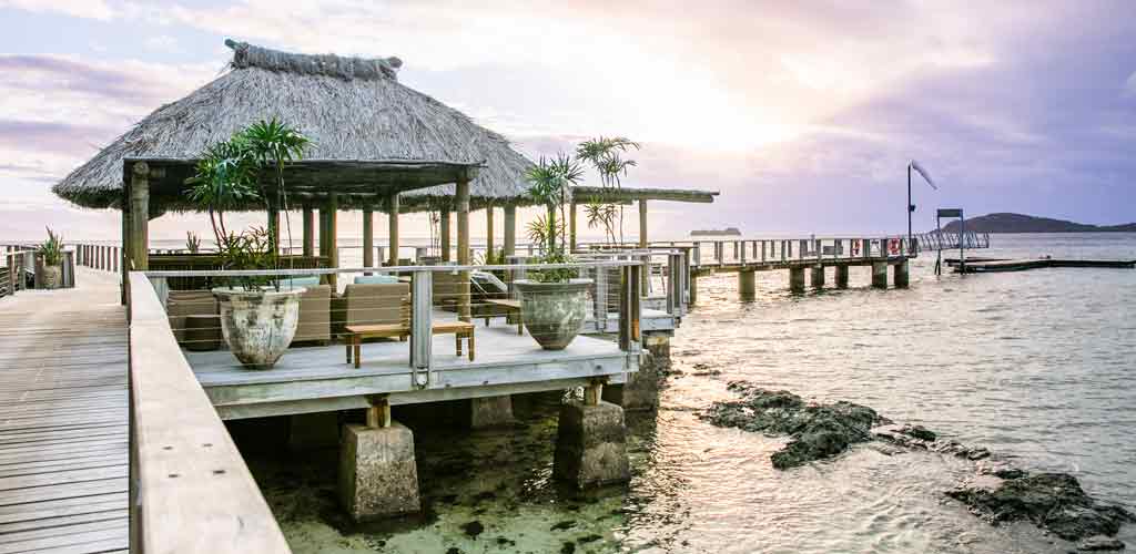 overwater restaurant at the Kokomo Private Island Fiji