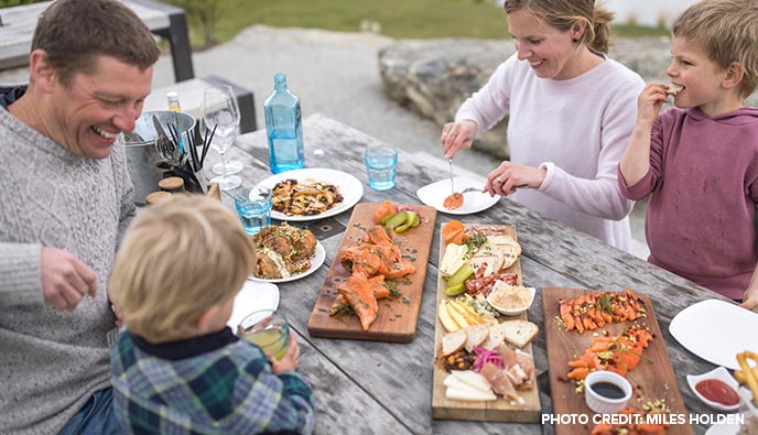 Tasting platters for a family on a New Zealand holiday