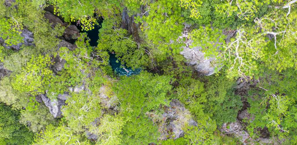 Drone view of the Sawa - Lau caves in Fiji