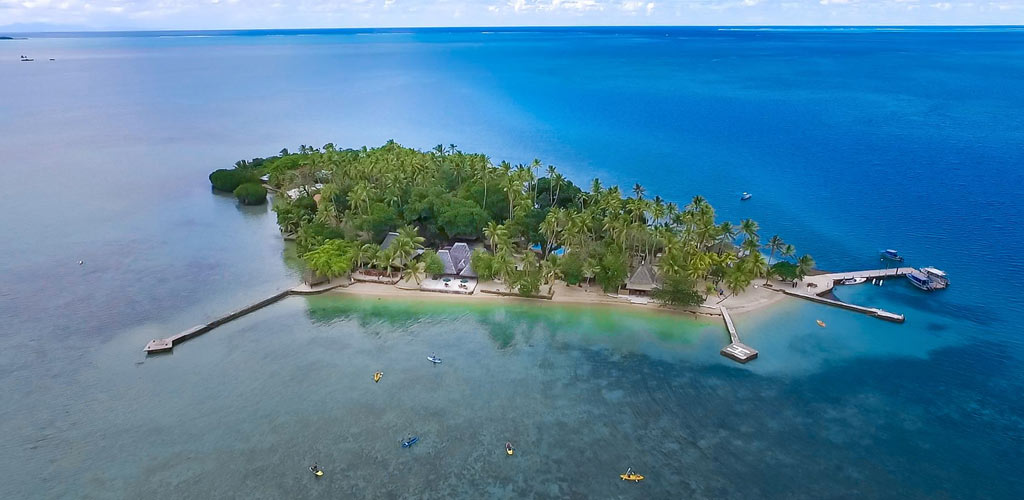 Drone view of Toberua Island Resort