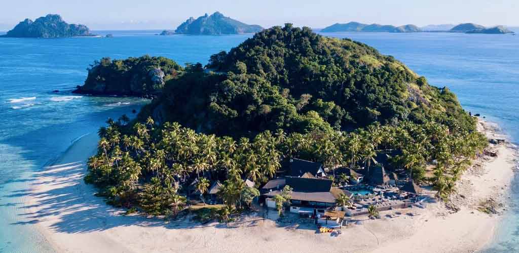 Drone picture of Fijian island resort
