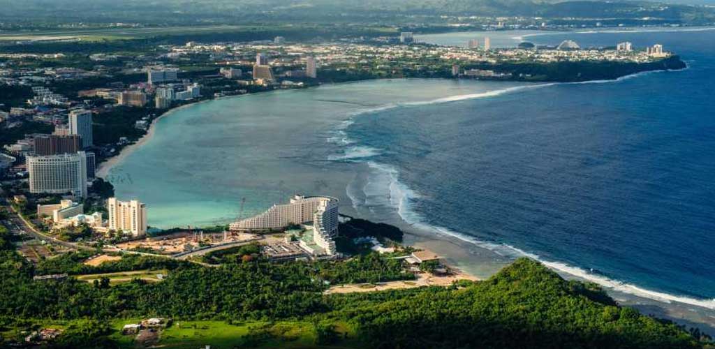 Aerial view of Tumon Bay in Guam.