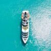 Drone shot of the MS Caledonian Sky, Captain Cook Fiji