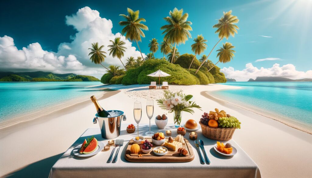 A picnic set on a beach