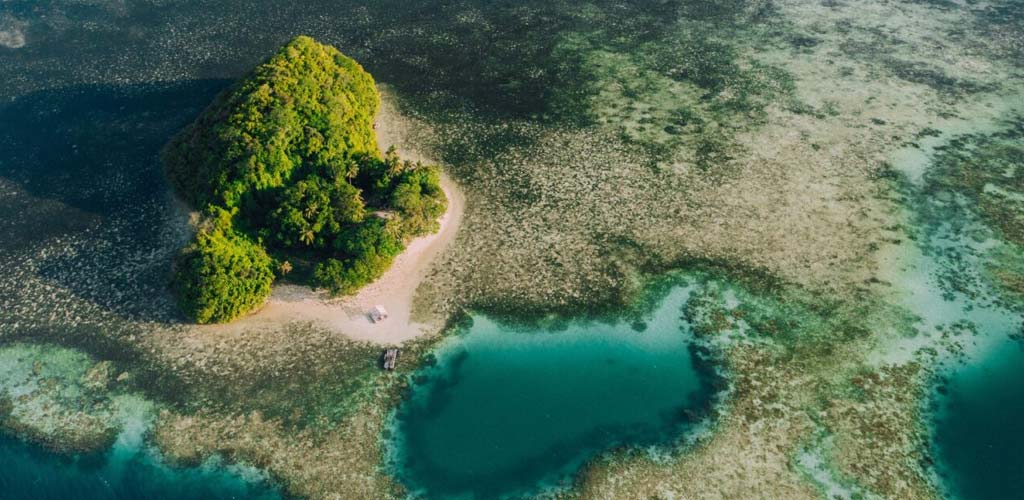 Palau's beautiful islands - drone shot. 