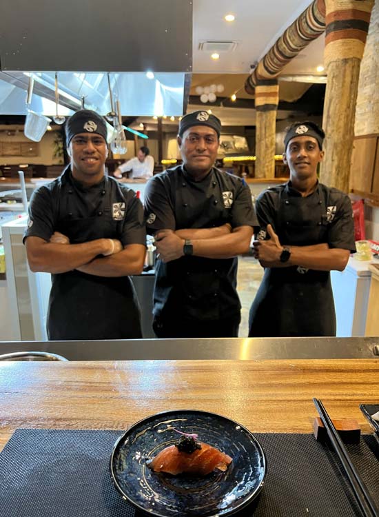 Staff at a Fijian restaurant