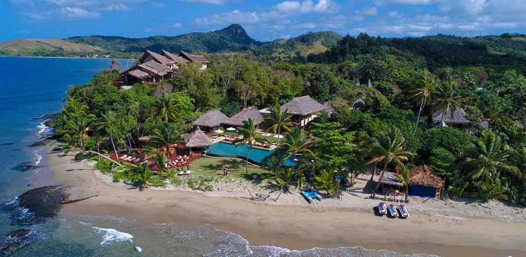 Drone view of Fiji's coast line - Nanuku Resort