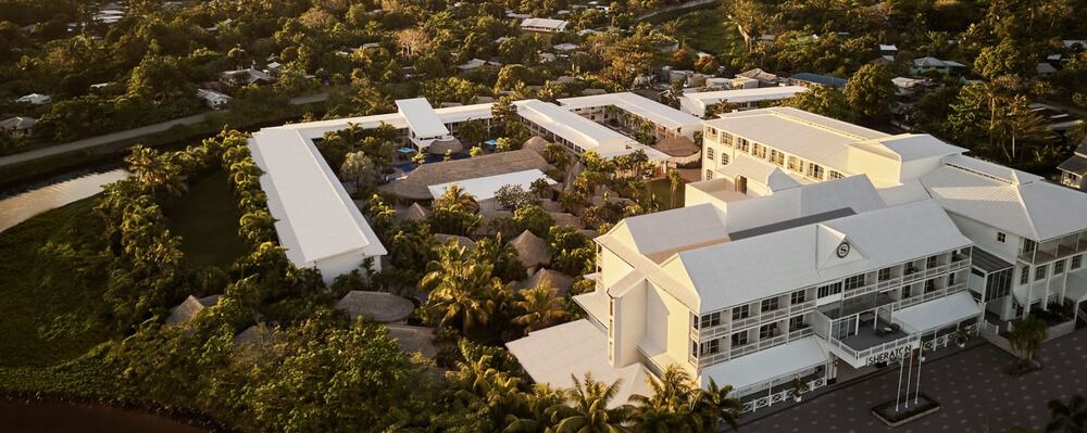 Drone view of sheraton samoa aggie grey