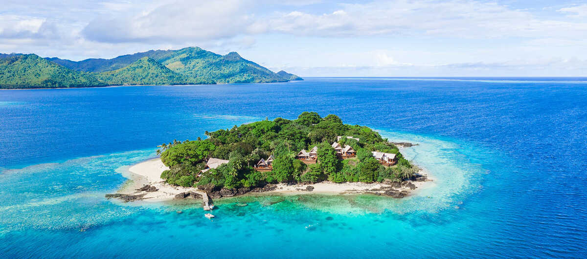 A drone view of the Royal Davui Island Resort, Fiji