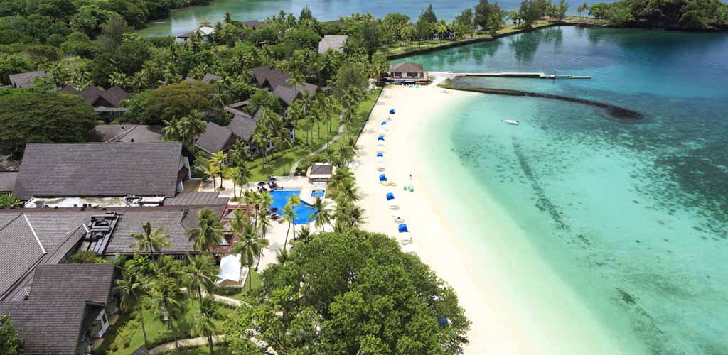Luuk nature centre, drone view of the Palau Pacific Resort
