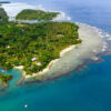 Aerial drone shot of the Namale Resort and Island.